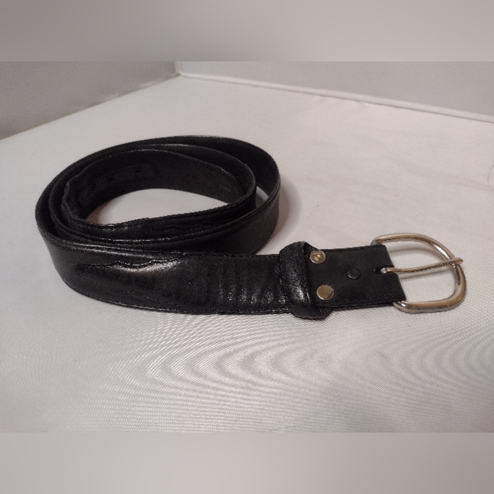Silver Creek Men's Western Belt Size 46 Black Cowboy Silver Buckle M
